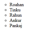 unorderd circle list output
